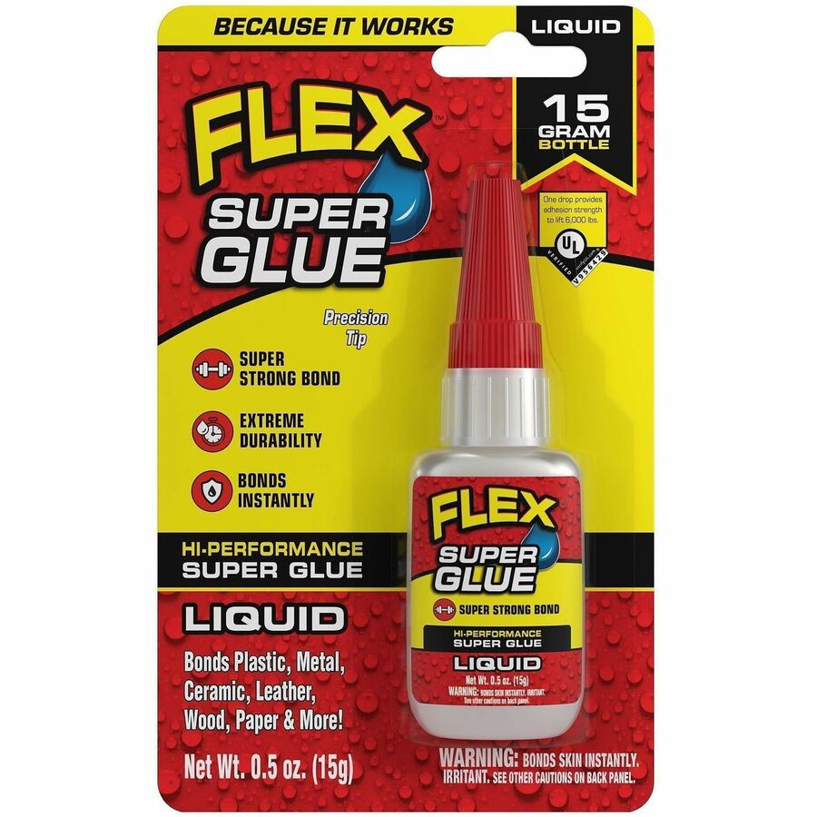 FLEX SEAL High-Performance Super Glue - 0.53 oz - Clear - 8 / Carton