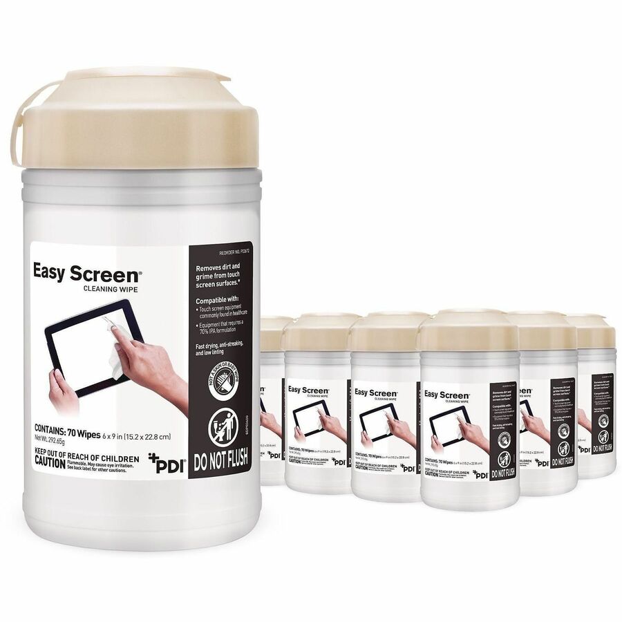 PDI Easy Screen Electronic Wipes - For Touchscreen, Electronic Equipment, Tablet, Glass - Residue-free, Streak-free, Dust Resistant, Dirt Resistant, Fingerprint Resistant, Disposable, Pre-moistened, Fast-drying, Anti-fog, Smudge Resistant, Grime Resist...