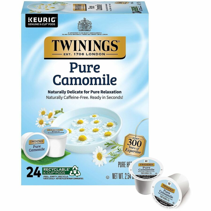Twinings Pure Chamomile Herbal Tea K-Cups Herbal Tea K-Cup - Compatible with Keurig Brewer - Herbal Tea - Caffeine-free - 24 / Box