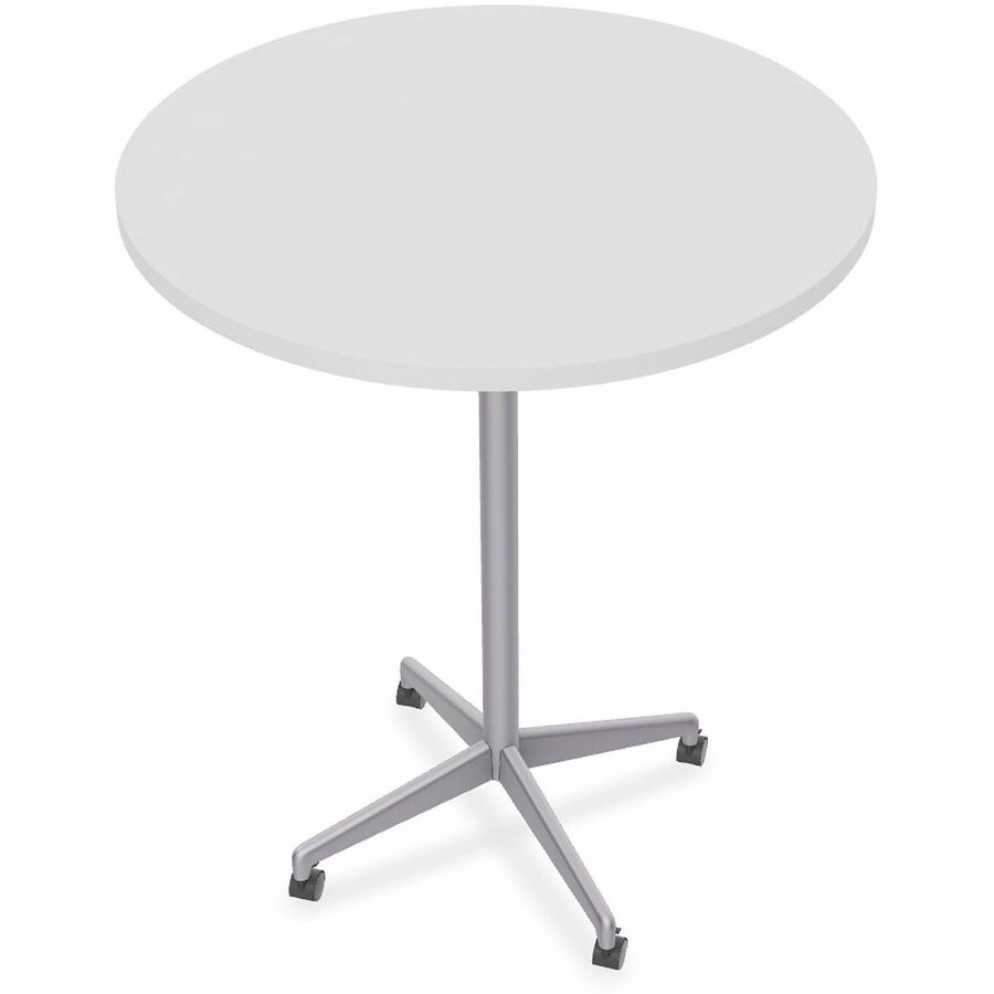 Special-T ZIA Series Hospitality Tables Collection - Round Top - Powder Coated X-shaped Base - Mid-Century Modern Style x 42" Table Top Diameter - 42" Height - Hospitality, Office - Assembly Required - White - High Pressure Laminate (HPL) - Cast Alumin...