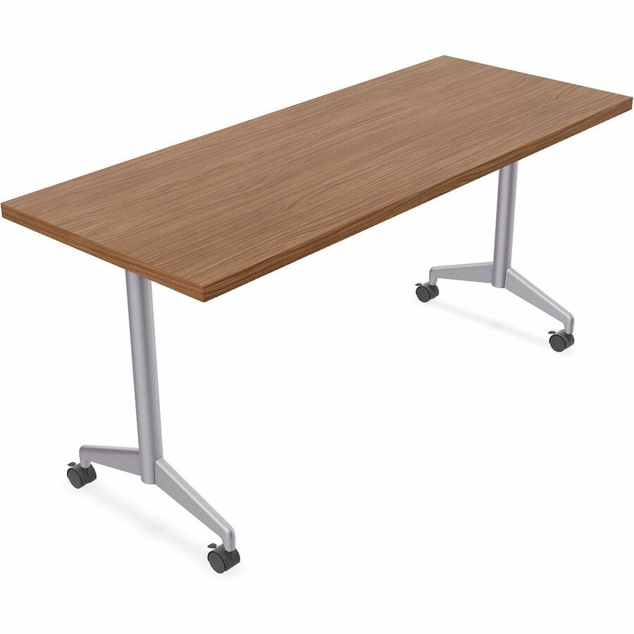 Special-T ZIA Series Training Tables Collection - Rectangle Top - Powder Coated T-shaped Base x 24" Table Top Width x 72" Table Top Depth - 29" Height - Training - Assembly Required - Walnut - High Pressure Laminate (HPL) - Cast Aluminum, Steel Base Ma...