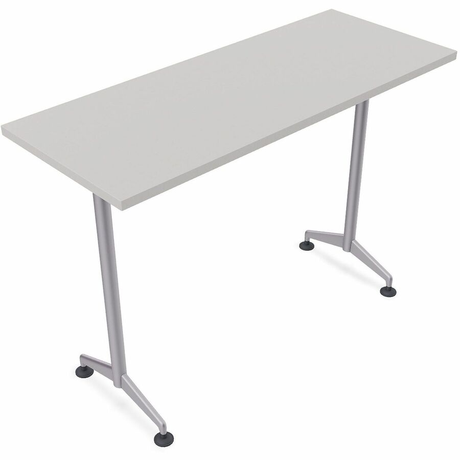 Special-T ZIA Series Training Tables Collection - Rectangle Top - Powder Coated T-shaped Base x 24" Table Top Width x 60" Table Top Depth - 42" Height - Training - Assembly Required - Gray - High Pressure Laminate (HPL) - Cast Aluminum, Steel Base Mate...