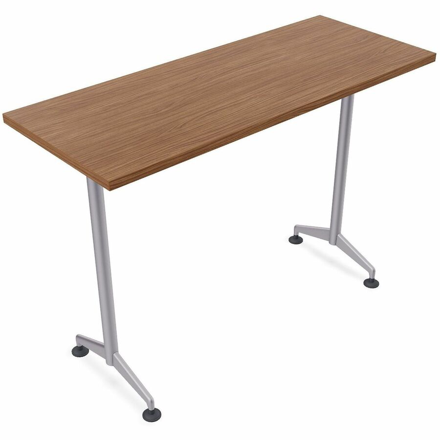 Special-T ZIA Series Training Tables Collection - Rectangle Top - Powder Coated T-shaped Base x 24" Table Top Width x 72" Table Top Depth - 42" Height - Training - Assembly Required - Walnut - High Pressure Laminate (HPL) - Cast Aluminum, Steel Base Ma...