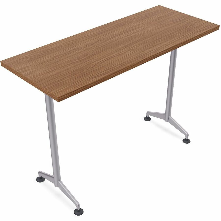 Special-T ZIA Series Training Tables Collection - Rectangle Top - Powder Coated T-shaped Base x 24" Table Top Width x 60" Table Top Depth - 42" Height - Training - Assembly Required - Walnut - High Pressure Laminate (HPL) - Cast Aluminum, Steel Base Ma...