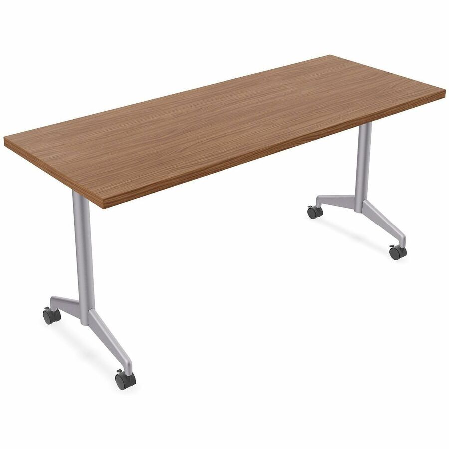 Special-T ZIA Series Training Tables Collection - Rectangle Top - Powder Coated T-shaped Base x 24" Table Top Width x 60" Table Top Depth - 29" Height - Training - Assembly Required - Walnut - High Pressure Laminate (HPL) - Cast Aluminum, Steel Base Ma...