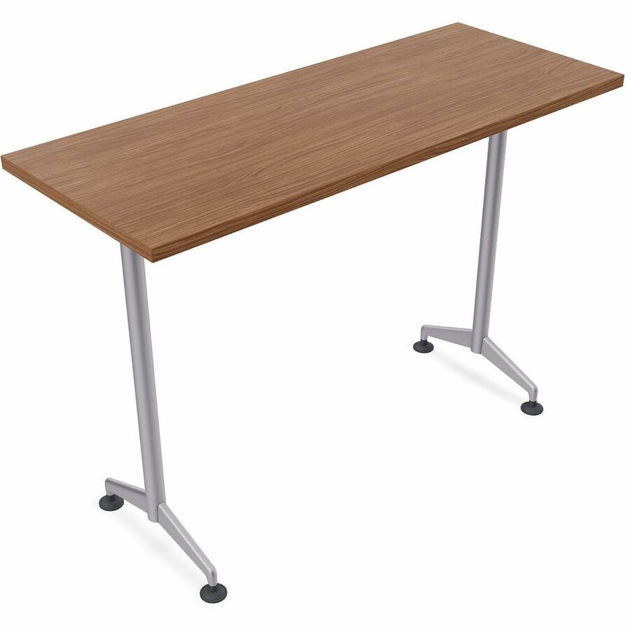 Special-T ZIA Series Training Tables Collection - Rectangle Top - Powder Coated T-shaped Base x 24" Table Top Width x 48" Table Top Depth - 42" Height - Training - Assembly Required - Walnut - High Pressure Laminate (HPL) - Cast Aluminum, Steel Base Ma...