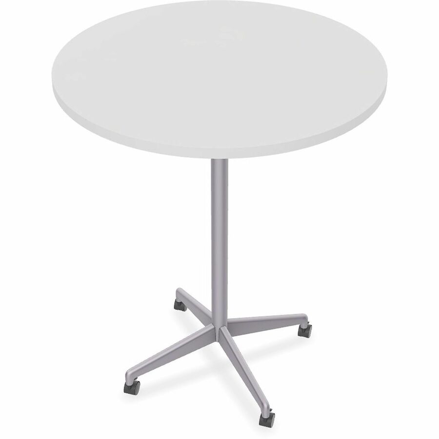 Special-T ZIA Series Hospitality Tables Collection - Round Top - Powder Coated X-shaped Base - Mid-Century Modern Style x 36" Table Top Diameter - 42" Height - Hospitality, Office - Assembly Required - White - High Pressure Laminate (HPL) - Cast Alumin...