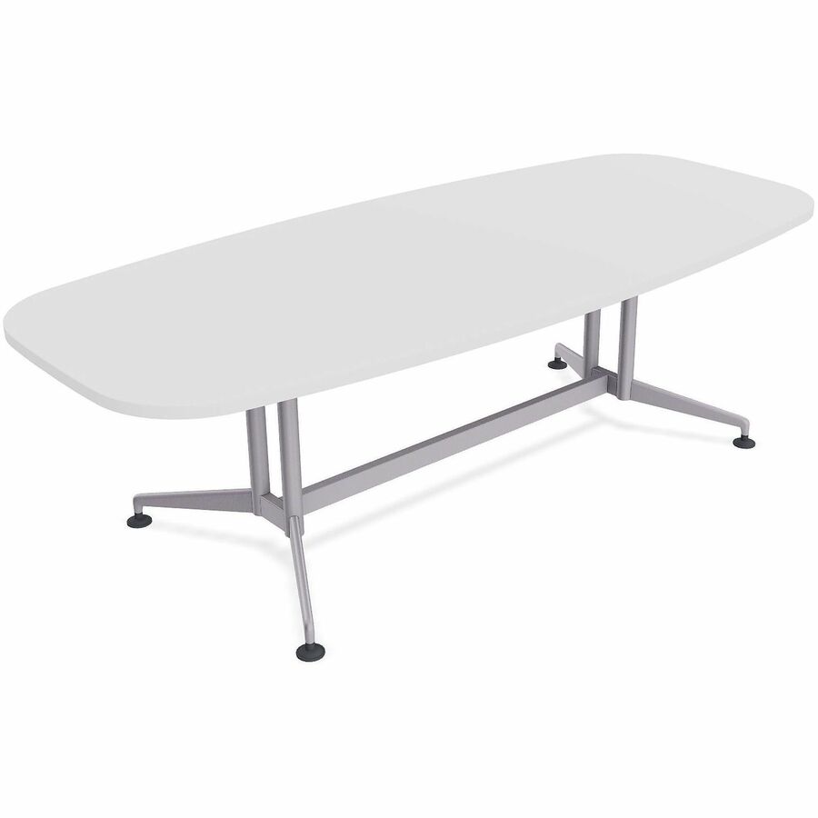 Special-T ZIA Series Conference Tables Collection - Elipse Top - Powder Coated Double Column Base x 84" Table Top Width x 48" Table Top Depth - 29" Height - Conference Room, Meeting - Assembly Required - White - High Pressure Laminate (HPL) - Cast Alum...