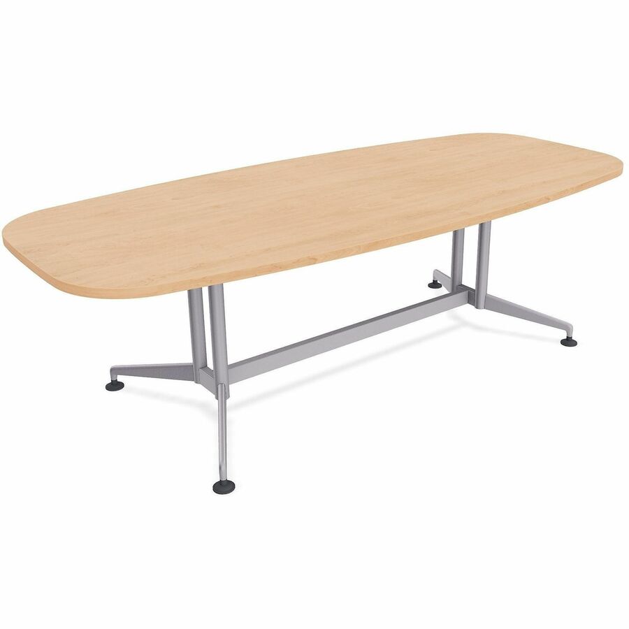 Special-T ZIA Series Conference Tables Collection - Elipse Top - Powder Coated Double Column Base x 96" Table Top Width x 48" Table Top Depth - 29" Height - Conference Room, Meeting - Assembly Required - Kensington Maple - High Pressure Laminate (HPL)...