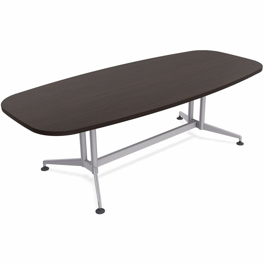 Special-T ZIA Series Conference Tables Collection - Elipse Top - Powder Coated Double Column Base x 84" Table Top Width x 48" Table Top Depth - 29" Height - Conference Room, Meeting - Assembly Required - Ebony Recon - High Pressure Laminate (HPL) - Cas...
