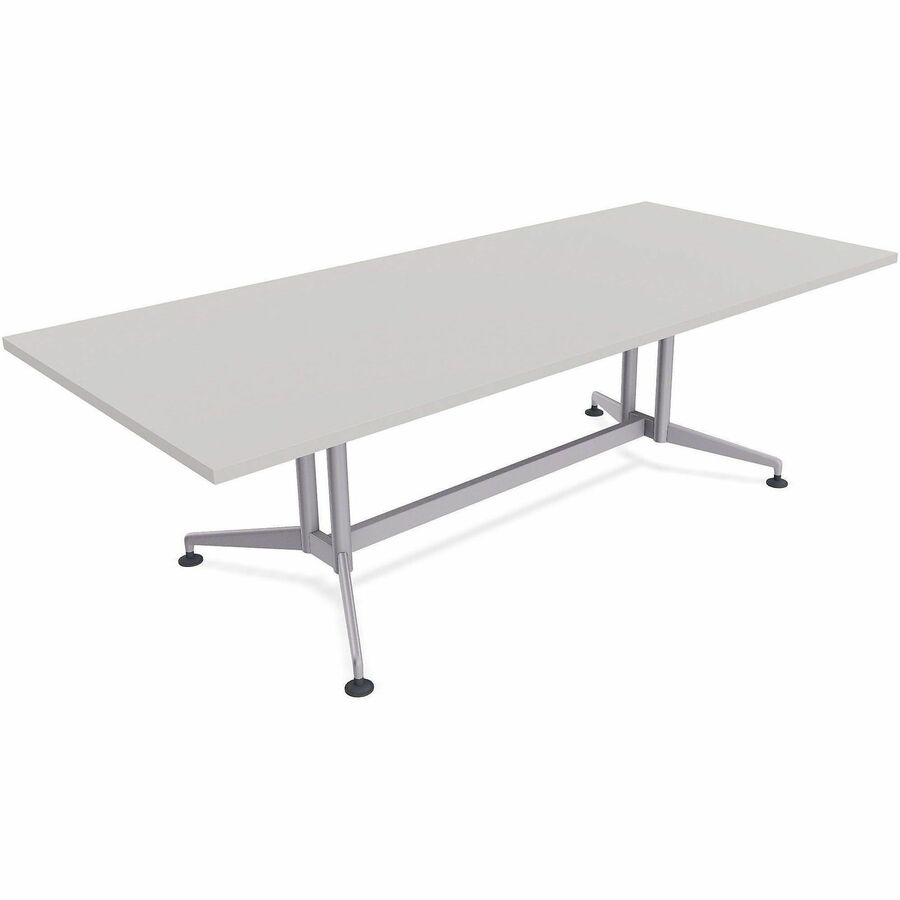 Special-T ZIA Series Conference Tables Collection - Rectangle Top - Powder Coated Double Column Base x 84" Table Top Width x 48" Table Top Depth - 29" Height - Conference Room, Meeting - Assembly Required - Gray - High Pressure Laminate (HPL) - Cast Al...