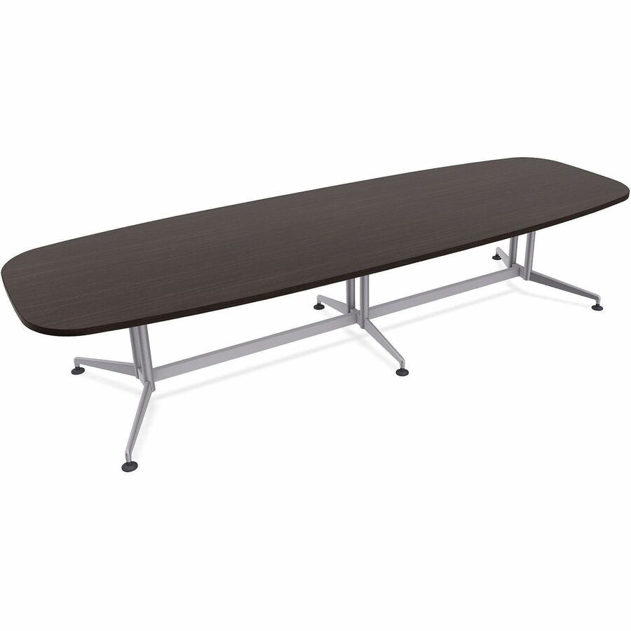 Special-T ZIA Series Conference Tables Collection - Elipse Top - Powder Coated Double Column Base x 12 ft Table Top Width x 48" Table Top Depth - 29" Height - Conference Room, Meeting - Assembly Required - Ebony Recon - High Pressure Laminate (HPL) - C...
