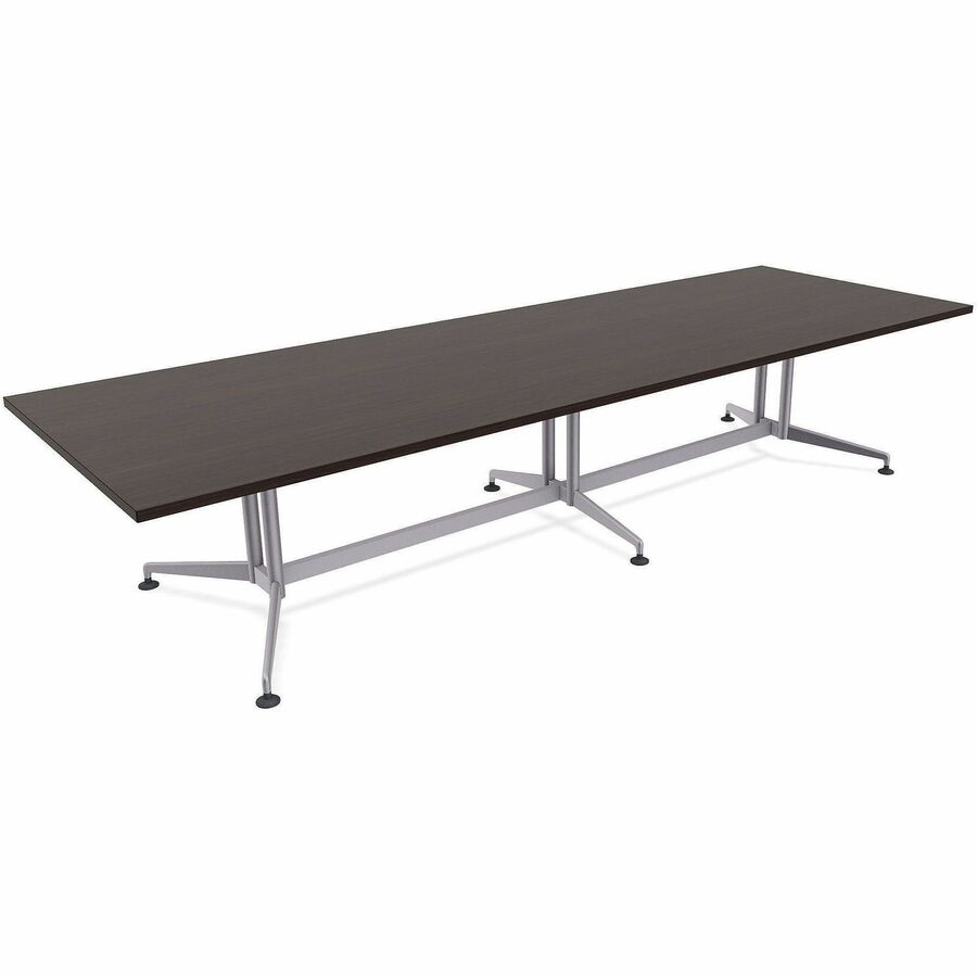 Special-T ZIA Series Conference Tables Collection - Rectangle Top - Powder Coated Double Column Base x 12 ft Table Top Width x 48" Table Top Depth - 29" Height - Conference Room, Meeting - Assembly Required - Ebony Recon - High Pressure Laminate (HPL)...