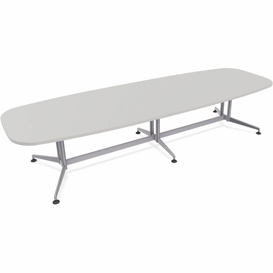 Special-T ZIA Series Conference Tables Collection - Elipse Top - Powder Coated Double Column Base x 12 ft Table Top Width x 48" Table Top Depth - 29" Height - Conference Room, Meeting - Assembly Required - Gray - High Pressure Laminate (HPL) - Cast Alu...