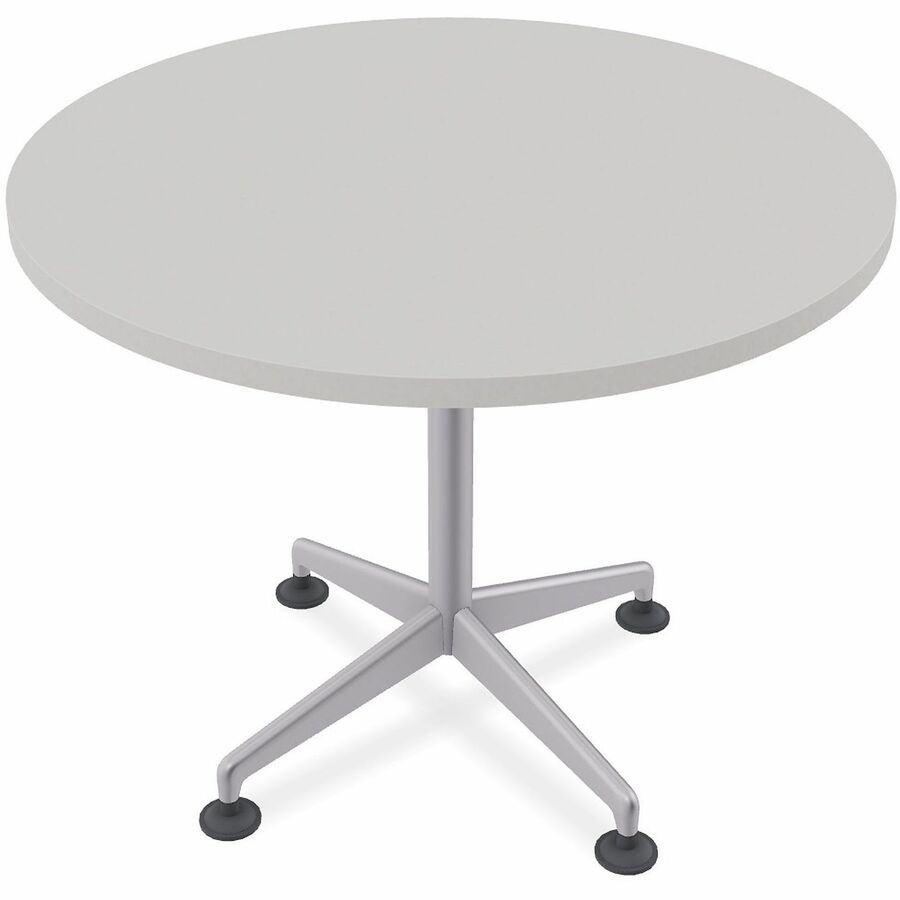 Special-T ZIA Series Hospitality Tables Collection - Round Top - Powder Coated X-shaped Base - Mid-Century Modern Style x 42" Table Top Diameter - 29" Height - Hospitality, Office - Assembly Required - Gray - High Pressure Laminate (HPL) - Cast Aluminu...
