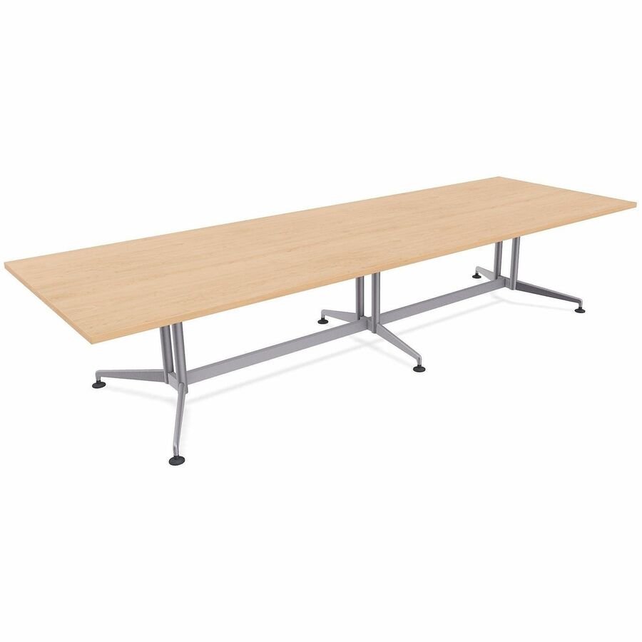 Special-T ZIA Series Conference Tables Collection - Rectangle Top - Powder Coated Double Column Base x 12 ft Table Top Width x 48" Table Top Depth - 29" Height - Conference Room, Meeting - Assembly Required - Kensington Maple - High Pressure Laminate (...