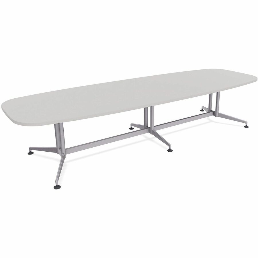 Special-T ZIA Series Conference Tables Collection - Elipse Top - Powder Coated Double Column Base x 10 ft Table Top Width x 48" Table Top Depth - 29" Height - Conference Room, Meeting - Assembly Required - Gray - High Pressure Laminate (HPL) - Cast Alu...