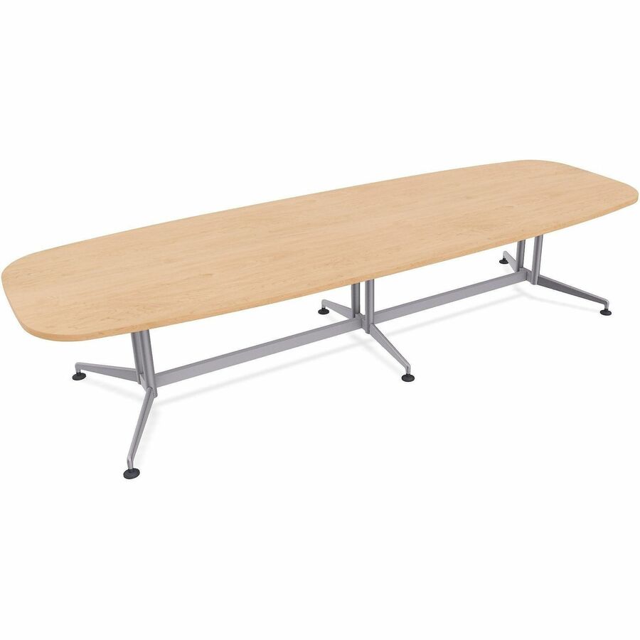 Special-T ZIA Series Conference Tables Collection - Elipse Top - Powder Coated Double Column Base x 12 ft Table Top Width x 48" Table Top Depth - 29" Height - Conference Room, Meeting - Assembly Required - Kensington Maple - High Pressure Laminate (HPL...
