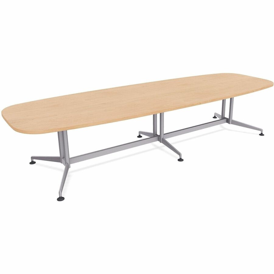 Special-T ZIA Series Conference Tables Collection - Elipse Top - Powder Coated Double Column Base x 10 ft Table Top Width x 48" Table Top Depth - 29" Height - Conference Room, Meeting - Assembly Required - Kensington Maple - High Pressure Laminate (HPL...