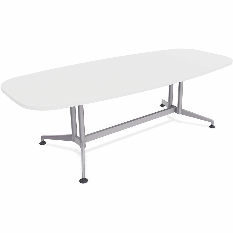 Special-T ZIA Series Conference Tables Collection - Elipse Top - Powder Coated Double Column Base x 96" Table Top Width x 48" Table Top Depth - 29" Height - Conference Room, Meeting - Assembly Required - White - High Pressure Laminate (HPL) - Cast Alum...