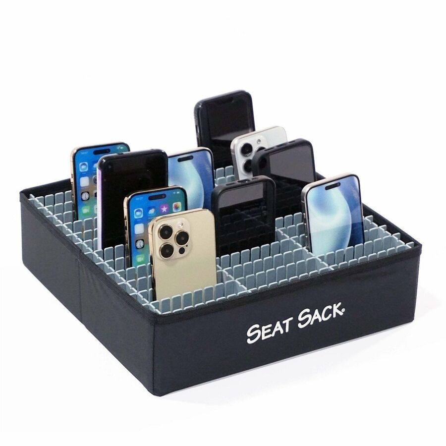 Seat Sack Classroom Cell Phone Organizer Tray - 36 - 3.50" Height x 12.50" Width x 4.90" Depth - Desk - Portable, Foldable, Lightweight, Durable, Impact Resistant - Black - Polyester Fabric, Plastic - 1 Each