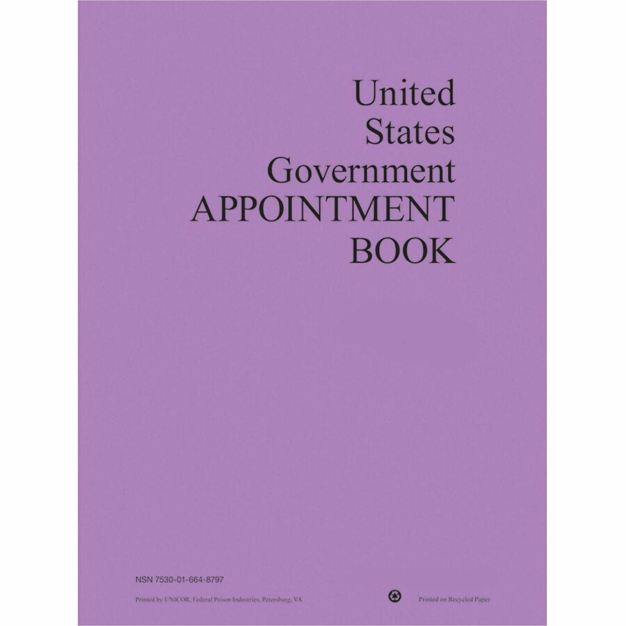 Unicor Fed Weekly Appointment Book - Weekly - 12 Month - January 2027 to December 2027 - 7:00 AM to 7:45 PM - Monday - Sunday - 1 Week Double Page Layout - Letter - 8 1/2" x 11" Sheet Size - White Sheet - Spiral Bound - Planetary Purple Paper Cover - 1...
