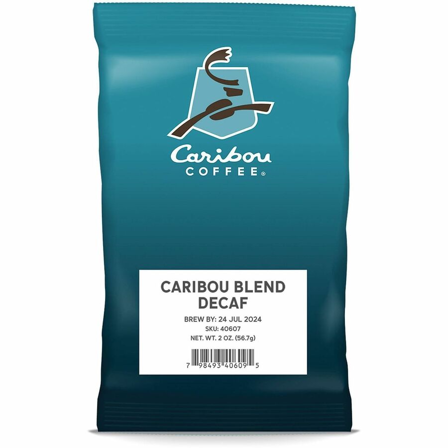 Caribou Coffee Medium Roast Decaf Caribou Blend Grounds - 2.5 oz - Caribou Blend - Decaffeinated - 1 Carton