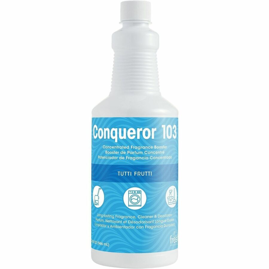 Fresh Products Conqueror 103 Surface Deodorizer - For Multi Surface - Concentrate - Liquid - 32 fl oz (1 quart) - Tutti Frutti Scent - Recommended For: Odor Remover - Water Soluble, Deodorize - Clear - 12 / Carton