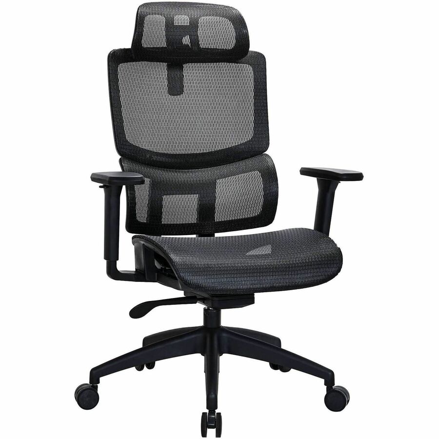 Lorell Ripley All-Mesh High-Back Chair with Articulating Lumbar Support - Mesh Back Material - High Back - Black - Mesh - 1 Each
