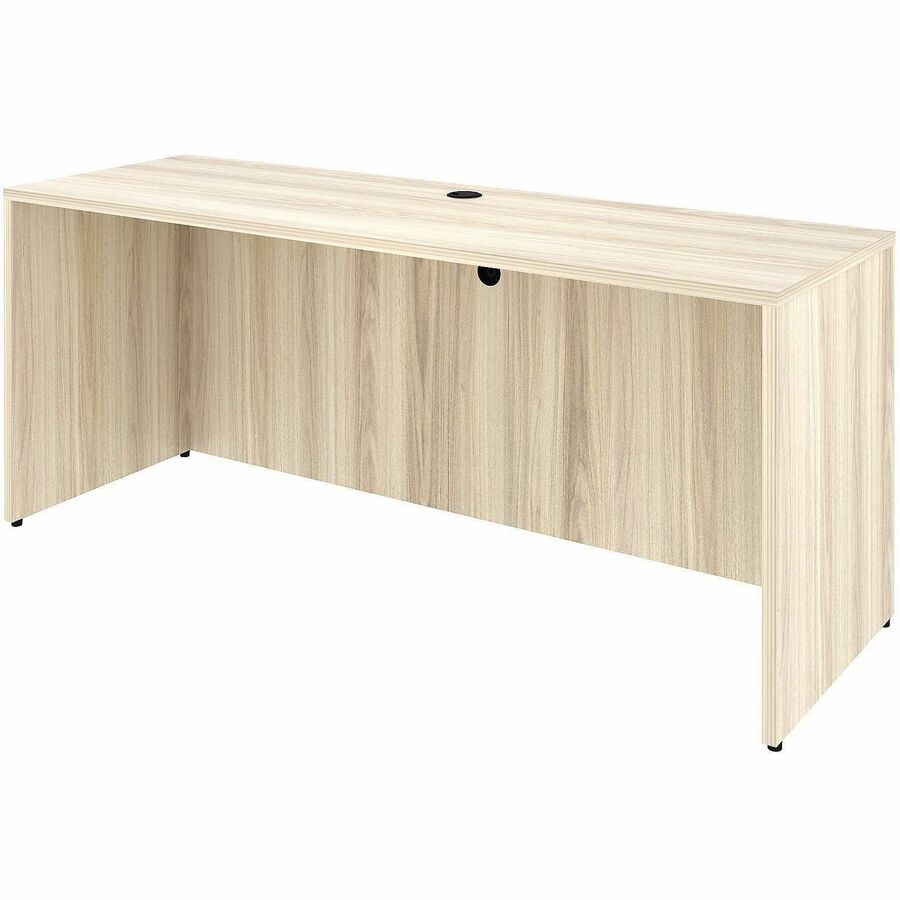 Lorell Essentials Credenza Shell - 1" Thickness Table Top, 29.5" Height x 70.9" Width x 23.6" Depth Credenza Shell - Material: Laminate, Metal - Finish: Silver Brush, Modern Elm - Laminate, Modern Elm Table Top - Durable, Adjustable Feet, Cam Lock, Cor...
