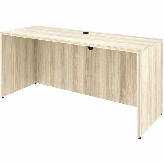 Lorell Essentials Credenza Shell - 1" Thickness Table Top, 29.5" Height x 66" Width x 24" Depth Credenza Shell - Material: Laminate, Metal - Finish: Silver Brush, Modern Elm - Laminate, Modern Elm Table Top - Durable, Adjustable Feet, Cam Lock, Cord Ma...