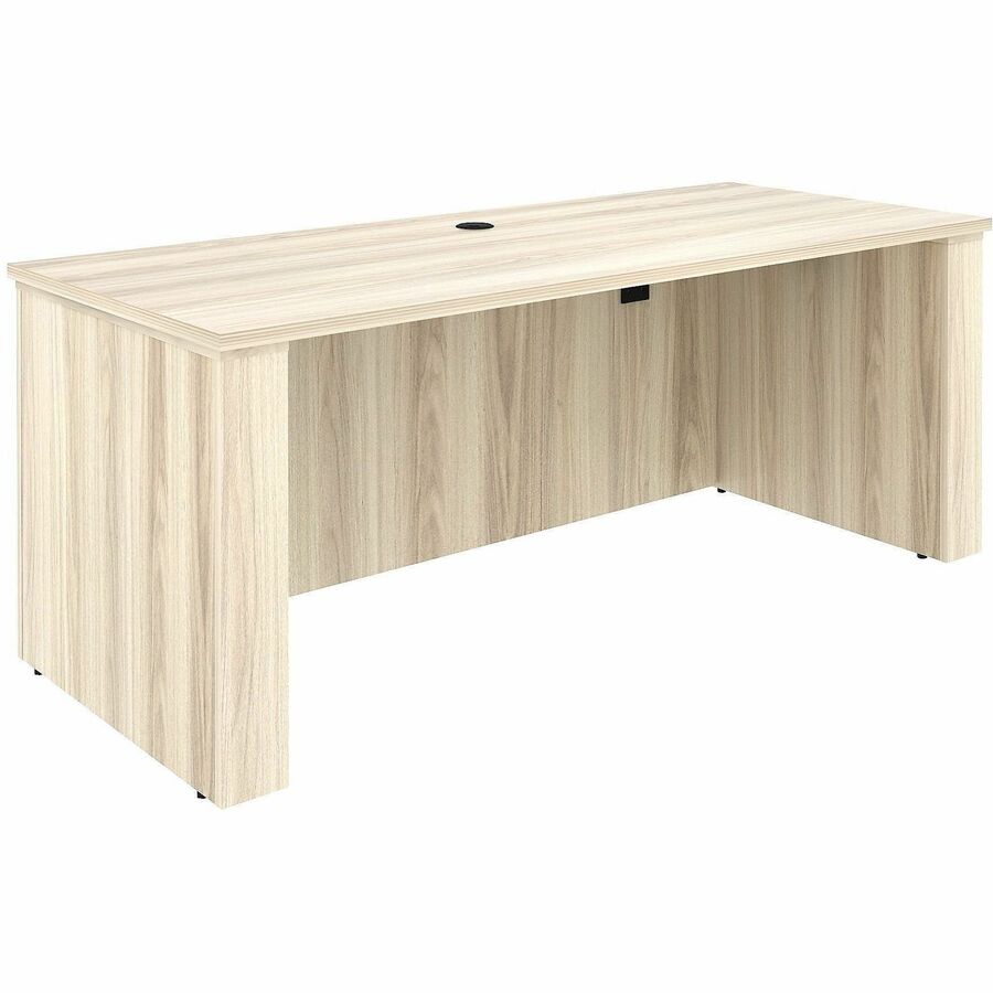 Lorell Essentials 72" Sit-to-Stand Desk Shell - 1" Thickness Table Top, 49" Height x 72" Width x 29" Depth - Material: Laminate, Metal - Finish: Modern Elm - Laminate, Modern Elm Table Top - Durable, Modesty Panel, Privacy Panel, Adjustable Feet, Cam L...