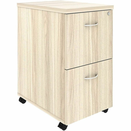 Lorell Essentials 2-Drawer Mobile Pedestal - 28.3" Height x 16" Width x 22" Depth Pedestal - Total Drawer(s): 2 - Material: Laminate, Metal - Finish: Modern Elm, Laminate, Silver Brush - Dual Wheel Caster, Mobility, Durable - For File - 1 Each