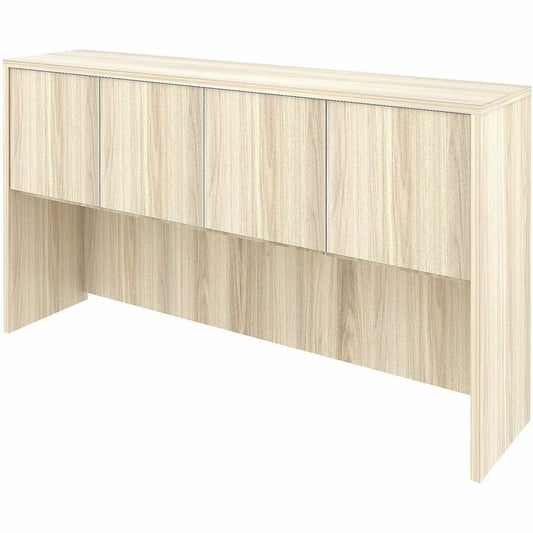 Lorell Essentials 4-Door Stack-On Hutch - 36" Height x 66" Width x 15" Depth Hutch - 4 Door(s) - Band Edge - Material: Laminate, Metal - Finish: Laminate, Modern Elm - Cam Lock, Durable, Grommet, Cord Management - For Desk, Credenza - 1 Each