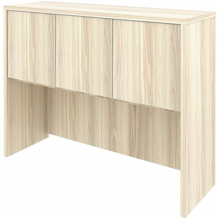 Lorell Essentials 3-Door Stack-On Hutch - 36" Height x 48" Width x 15" Depth - 3 Door(s) - Band Edge - Material: Laminate, Metal - Finish: Laminate, Modern Elm - Cam Lock, Durable, Grommet, Cord Management - For Desk, Credenza - 1 Each