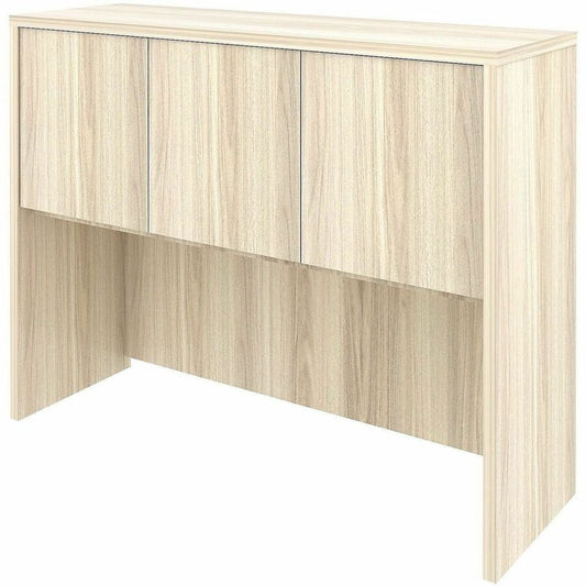 Lorell Essentials 3-Door Stack-On Hutch - 36" Height x 48" Width x 15" Depth - 3 Door(s) - Band Edge - Material: Laminate, Metal - Finish: Laminate, Modern Elm - Cam Lock, Durable, Grommet, Cord Management - For Desk, Credenza - 1 Each