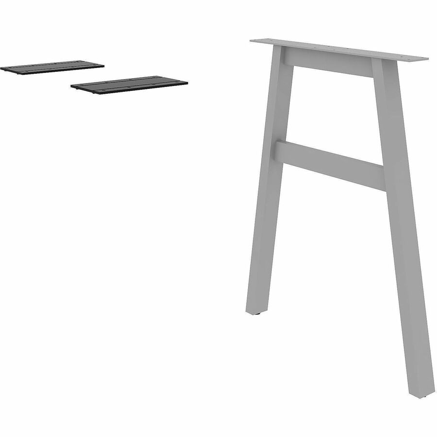 Lorell Adjustable Table Leg Bases & Returns - Assembly Required - Silver - 1 Each