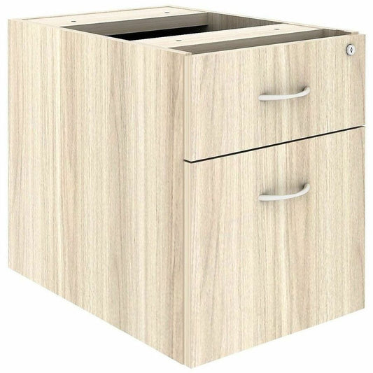 Lorell Essentials Fixed Hanging File Pedestal - 18.9" Height x 15.5" Width x 21.9" Depth Pedestal - Total Drawer(s): 2 - Material: Laminate, Metal, Steel - Finish: Modern Elm, Laminate - Drawer Extension, Durable, Cam Lock - For Desk, File, Credenza...