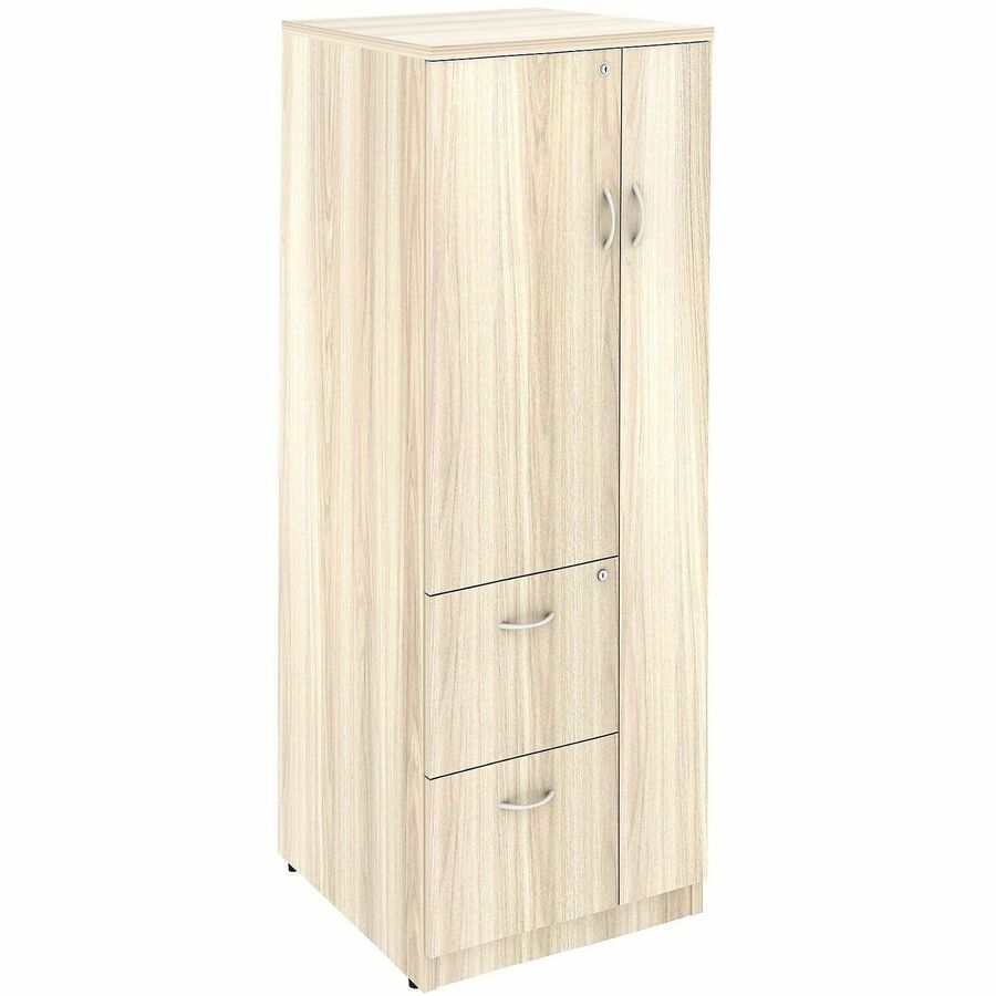 Lorell Essentials Tall Storage Cabinet - 23.6" Width x 65.6" Depth x 23.6" Height - 2 x Shelf(ves) - 2 x Drawer(s) for File - Letter - Cam Lock, Locking Door, Durable, Laminated, Abrasion Resistant, Adjustable Leveler, Locking Drawer - Modern Elm - Par...