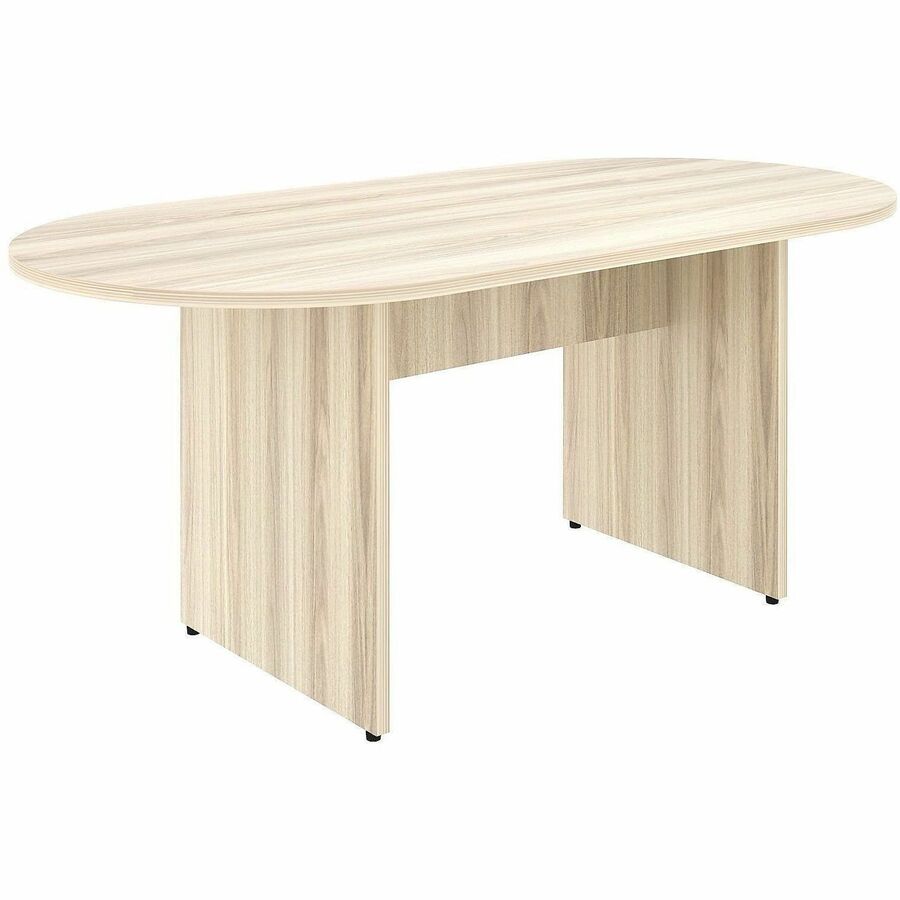 Lorell Essentials Oval Conference Table - Oval - 29.5" Height x 72" Width x 36" Depth, 1.3" Thickness Table Top - Material: Laminate - Finish: Laminate, Modern Elm - Mahogany Laminate Table Top - Adjustable Floor Guide - 1 Each