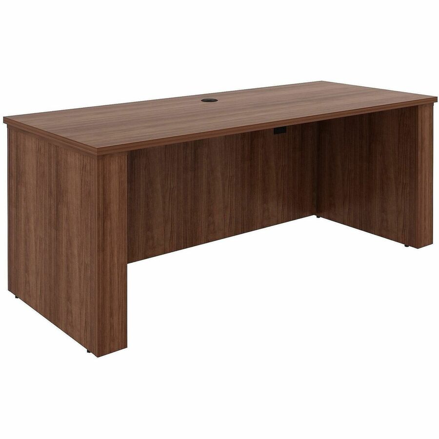 Lorell Essentials 72" Sit-to-Stand Desk Shell - 49" Height x 72" Width x 29" Depth, 1" Thickness Top - Finish: Walnut, Laminate - Walnut, Laminate Table Top - Laminated, Cam Lock, Durable, Grommet, Cord Management, Modesty Panel, Privacy Panel, Adjusta...