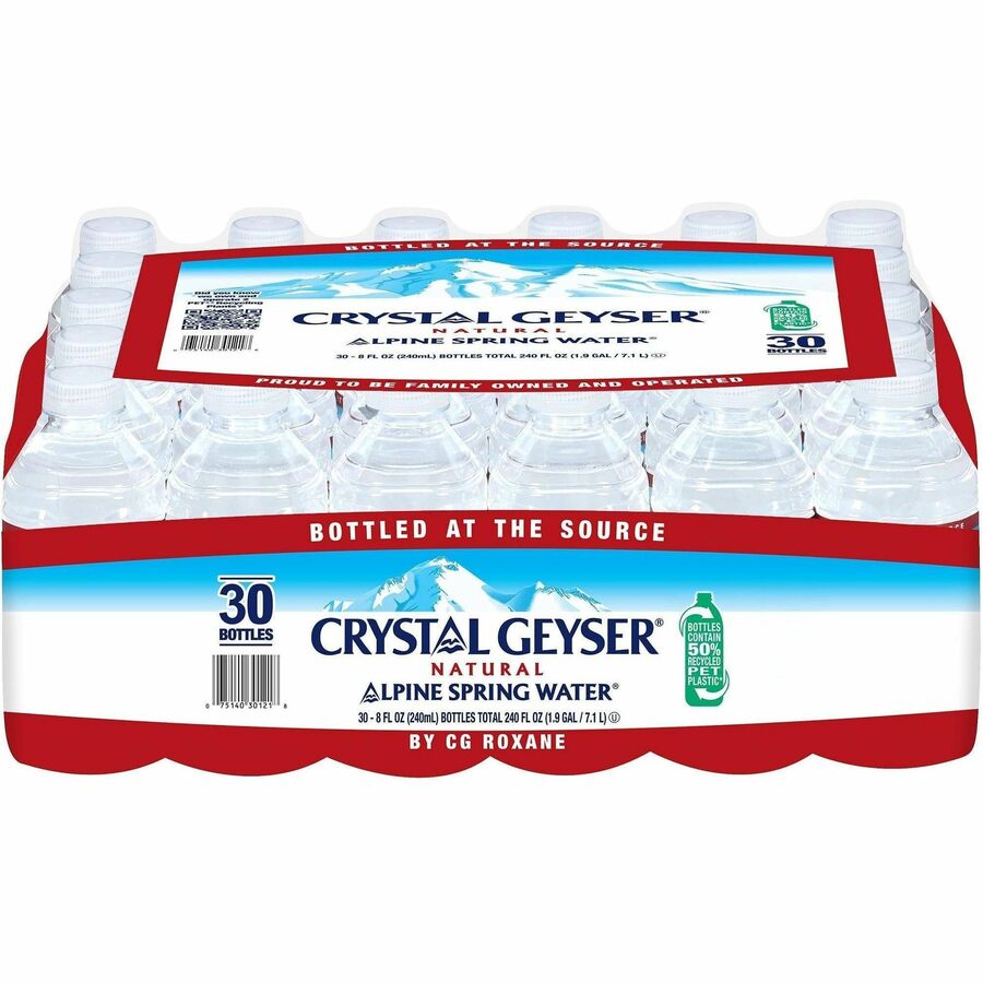 Crystal Geyser Water Alpine Spring Bottled Water - 8 fl oz (237 mL) - 30 / Carton