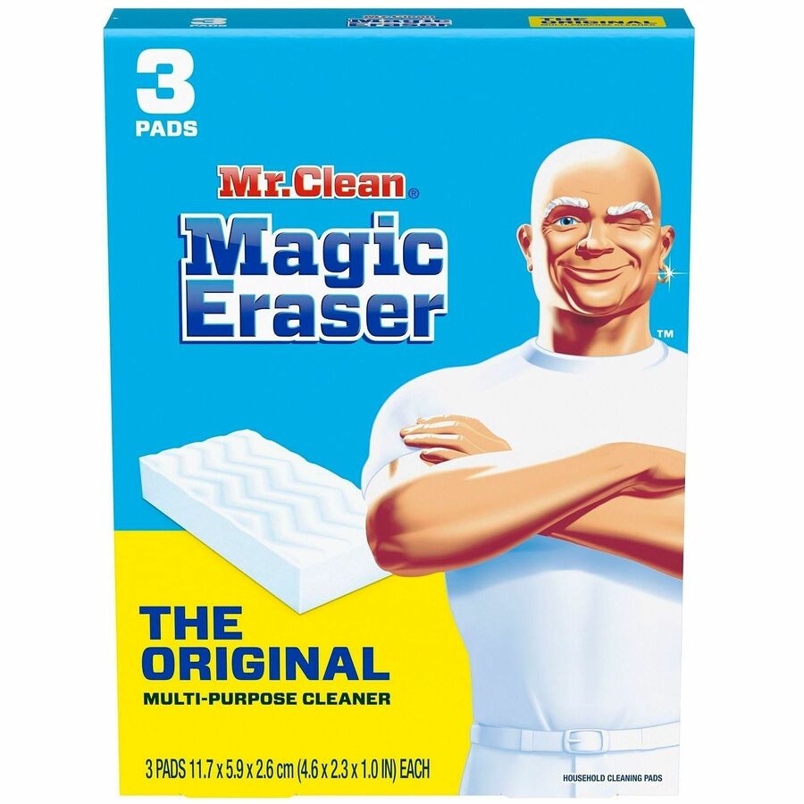 Mr. Clean Magic Erasers - For Multipurpose, Multi Surface - Pad - Recommended For: Grime Remover, Dirt Remover, Permanent Marker Remover, Stain Remover, Scuff Mark Remover - Sturdy, Built-In Scrubber, Strong - Blue - 12 / Carton