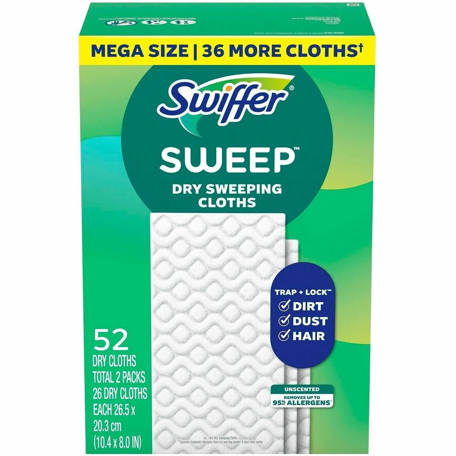 Swiffer Sweeper Dry Cloths Refill - 8" Width x 10.4" Length - Residue-free, Unscented, Textured - Green - 3 / Carton