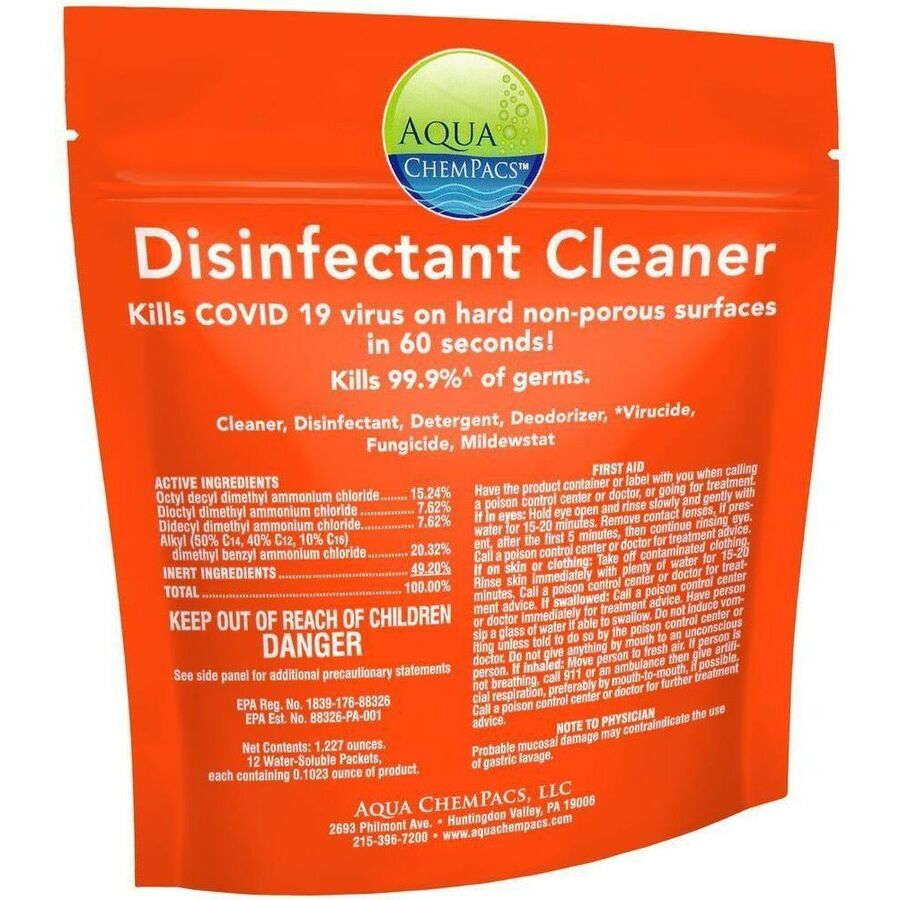 Diversey Disinfectant Cleaner, 1x 40ea, 12/CT - For Multi Surface, Multipurpose - Liquid - 0.10 oz (0.01 lb) - Recommended For: Germs Remover, Mold Remover, Mildew Remover - Phosphate-free, Deodorize, Disinfectant, Virucidal, Fungicide, Mildewstatic...