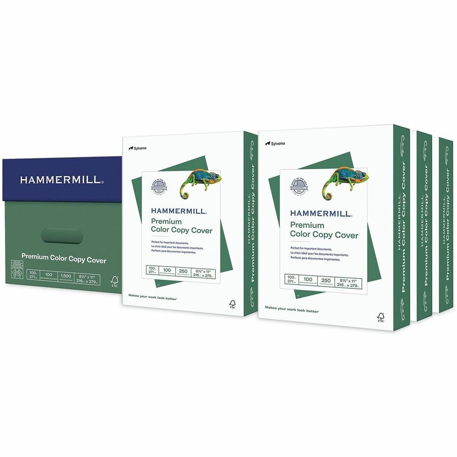 Hammermill Colour Copy Digital Cover Paper - 100 Brightness - 99% Opacity - Letter - 8 1/2" x 11" - 100 lb Basis Weight - 271 g/m², Grammage - Acid-free, Ultra Smooth, Heavyweight, Jam-free - White - 250 Sheets/Ream - 6 / Carton