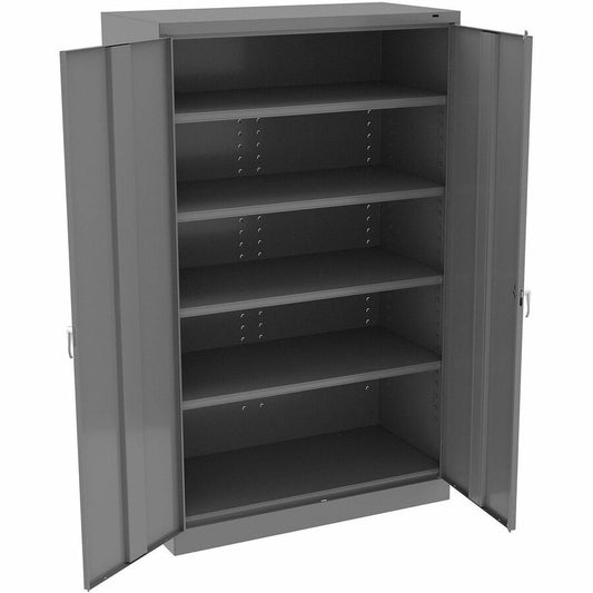 Tennsco Jumbo Storage Cabinet - 48" Width x 24" Depth x 78" Height - 4 x Shelf(ves) - 2 x Standard Door(s) - Locking System, Locking Door, Welded, Hinged Door, Leveler - Medium Gray - Steel, Nylon - Recycled