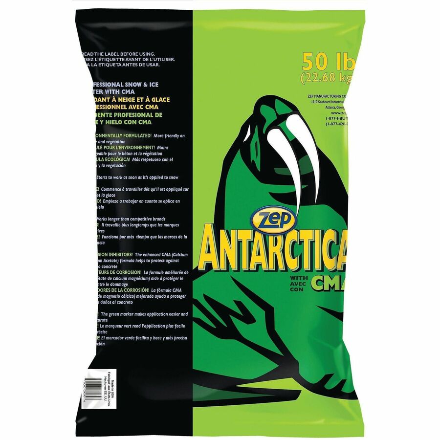 Zep Commercial Antarctica Ice Melt - Pellet - Calcium Magnesium Acetate (CMA), Calcium Chloride -24&deg, F (-31.1&deg, C) - 50 lb - 49 / Each