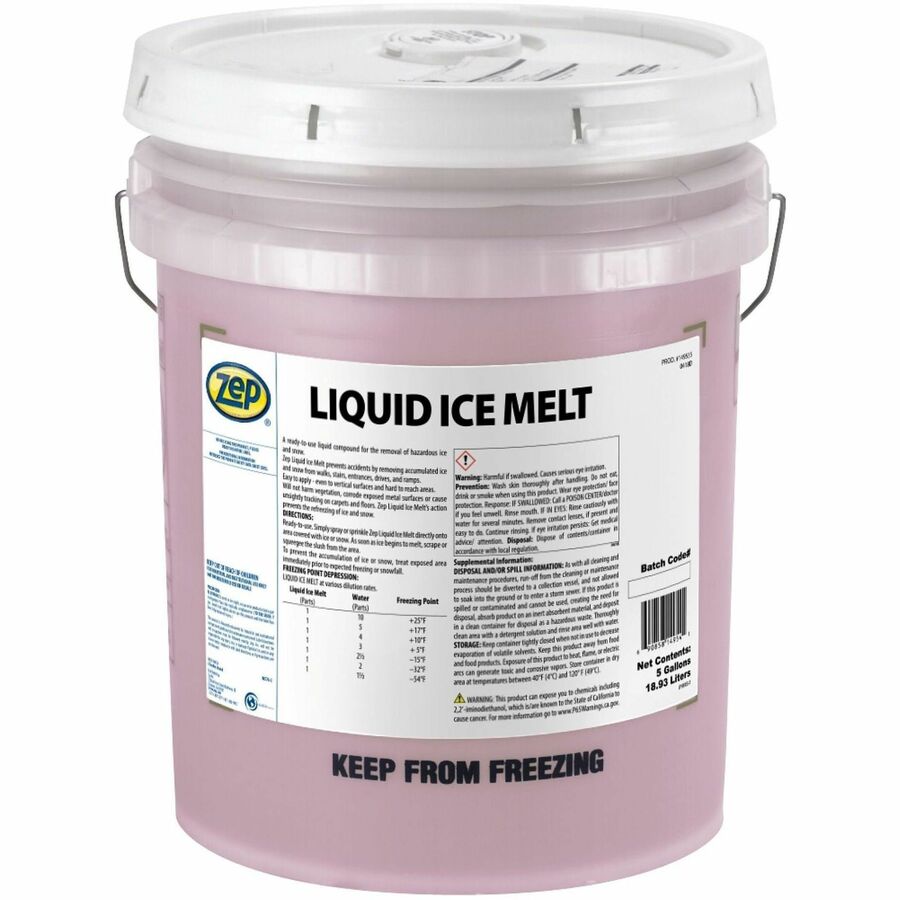 Zep Commercial Liquid Ice Melt - 5 Gallon - Fluid - 5 gal - 1 Each