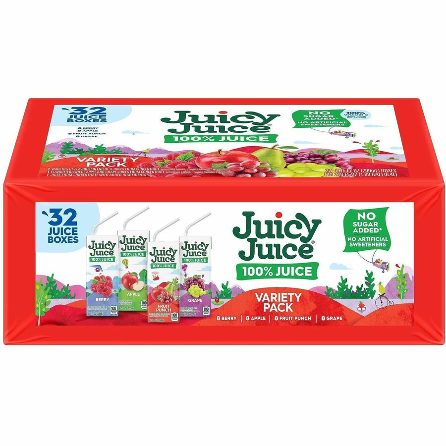 Juicy Juice 100%-Juice Variety Pack - Apple, Berry, Fruit Punch, Grape - 32 / Carton
